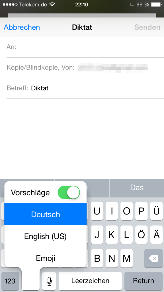 Tastaturauswahl unter iOS